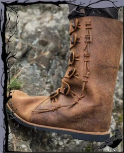 Mittelalter hohe Wikingerstiefel "Odin" aus Nubukleder Leonardo Carbone - Bild 1 von 3