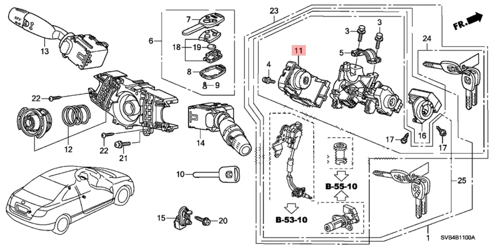 OEM Ignition Switch 35130-SAA-J51 For Honda Accord Odyssey Element Acura RDX US