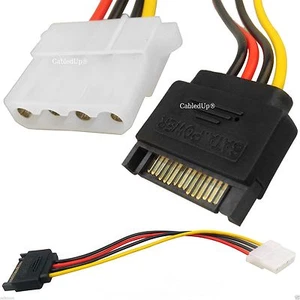 Sata 15CM 4 Pin Molex Female To 15 Pin Male Power Adapter Cable Hard Disk Drive - Picture 1 of 7