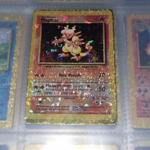 Magmar HOLO Prism Vintage Pokemon Base Set Vending Golden Sticker Card Retro - Picture 1 of 2