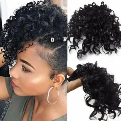 Afro Kinky Curly Bangs for Black Woman Clip in Bangs Hair Closure Black brown - Image 1 of 4
