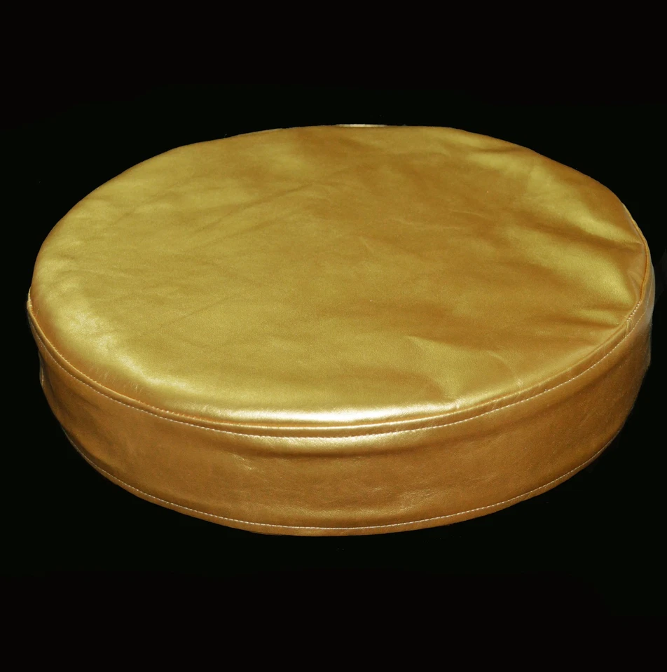 Pe253r Gold Soft Faux Leather Sheep Skin 3D Round Seat Cushion Cover Custom Size - Image 1 of 4