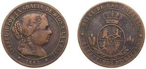Spain 1868 OM 2½ Escudo cents Bronze VF - Picture 1 of 1