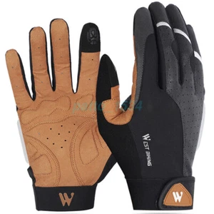 Riding Full Finger Gloves Shock Resistant Anti Slip Cycling Fishing Black Brown - Picture 1 of 17