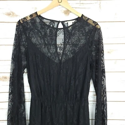Black Dress Whimsigoth Size 8 Lace Long Sleeve Witchy Gothic Dark Romance - Image 1 of 4