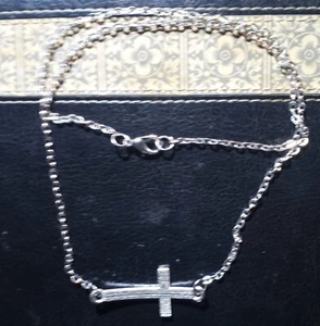 SIDEWAYS CROSS CRUCIFIX NECKLACE CHAIN FREE JEWELRY BOX - Picture 1 of 6