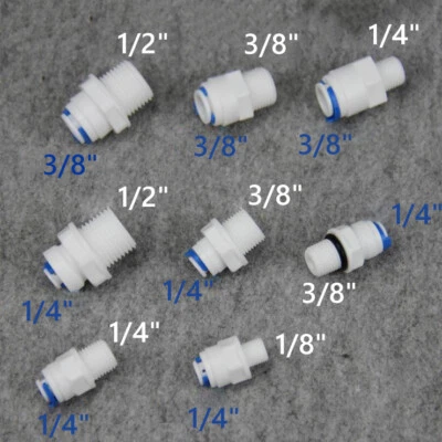 1/4" 3/8" Straight Quick Connect Male Thread Fittings Water RO Reverse Osmosis - Image 1 of 4