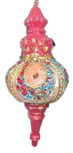 7” Christmas Ornament Spindle Sequin Glitter Vintage - Foto 1 di 5