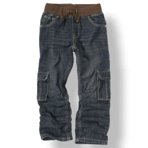 Gymboree Boys Jeans Size 4 Pull-On Cargo Winter Moose Blue Brown - Picture 1 of 5