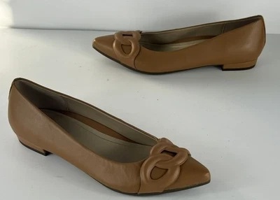 ¡NUEVO! Zapatos planos Arielle bailarina Skimmer de cuero marrón tostado Vionic talla 8,5 Foto 1 de 4