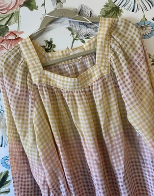 Lauren Conrad Gingham Women’s Plus Square Neck Top Blouse XXL 2X Peasant  Boho   - Изображение 1 из 4