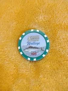North American Fisherman Walleye $25 Poker Chip Gamblers General Store Las Vegas - Picture 1 of 3