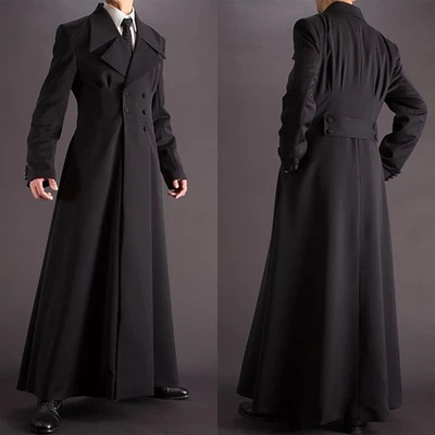 Men Overcoats Wool Blend Extra Long Coats Double Breasted Ankle Length Custom - Image 1 of 4