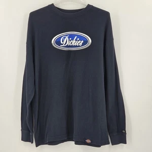 Vintage Dickies Thermal Shirt Mens Size Large Blue Waffle Knit Logo 90s 1990 - Picture 1 of 7
