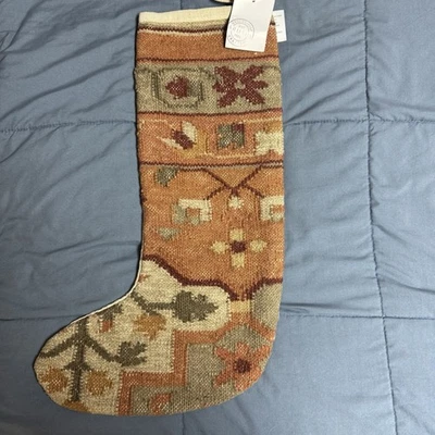 Arhaus Christmas Stocking Flatweave Terracotta Stocking Large NWT Holiday Decor - Image 1 of 4