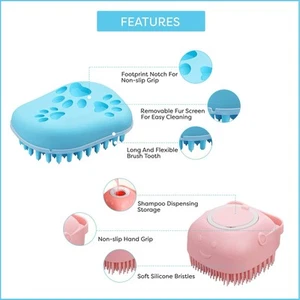 4PCS Dog Bath Brush Shampoo & Scrubber Handle for Washing & Grooming - Picture 1 of 7
