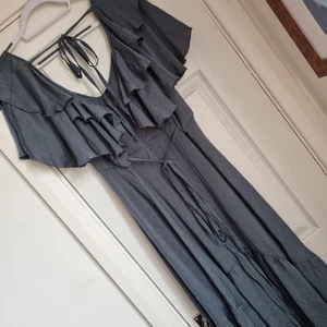 ASOS Curve Petrol blue flounced dress. stunning. size 18. - Picture 1 of 9