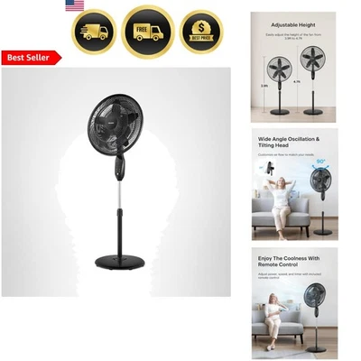 Oscillating Pedestal Fan with Remote Control and 5 Speed Settings - Image 1 of 4