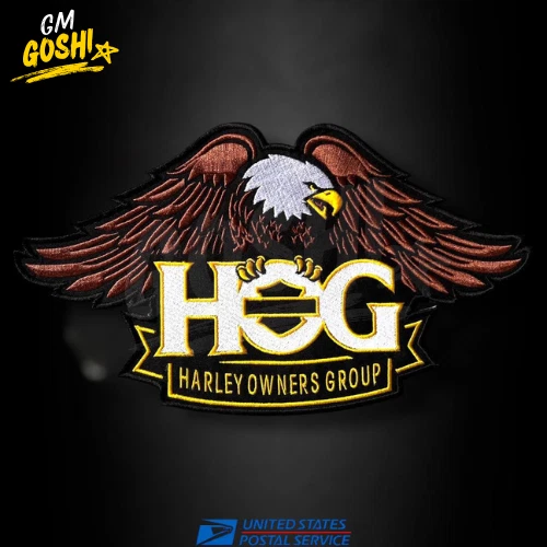 Parche dorado Small Eagle ~ Harley Davidson Owners Group HOG H.O.G. Tamaño 5.5"X3" Foto 1 de 3