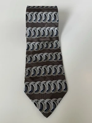 Corbata de cuello GEOFFREY BEENE, marrón/azul con rayas florales 100 % seda Foto 1 de 3