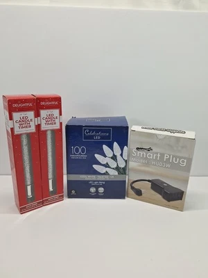 Holiday LED Lot Candles Cool White C6 Light Set and Smart Plug Bundle - Image 1 of 3