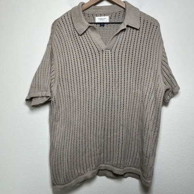 Sudadera American Eagle Hombre Campamento Preppy Mediana Marrón Tejido Abierto Manga Corta Foto 1 de 4