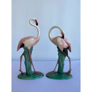 Par de estatuillas de pájaro flamenco rosa Will George firmadas por el artista más alto 11,5" - Imagen 1 de 24