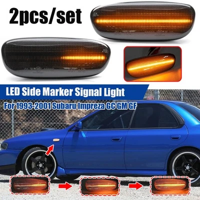 Luces de señal laterales LED secuenciales lente de humo para Subaru Impreza 1993-2001 Foto 1 de 4