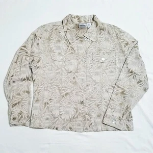 Chico's Size 2 Gold Floral Brocade Button Down Jacket Shirt Top w/ Shell Buttons - Picture 1 of 7