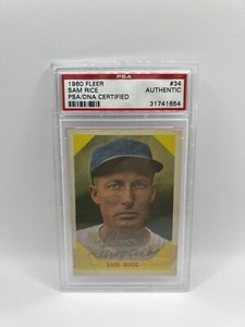 Sam Rice Signed 1960 Fleer #34 Baseball Greats Card PSA/DNA Auto