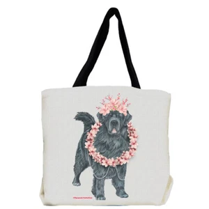 Newfoundland Newfie Dog with Flowers Tote Bag - Picture 1 of 1