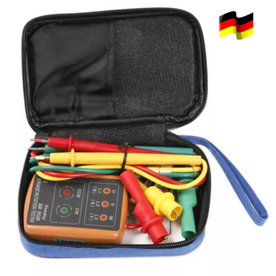 Drehfeldmessgerät 3 Phasen, Phasenprüfer 60-600V mit Krokodilklemmen, Drehstrom - Bild 1 von 4