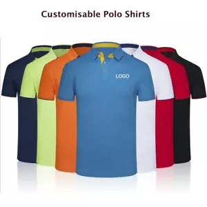 Mens Polo Shirts Customizable Summer Team T-Shirts Tees Short Sleeves Bulk Shirt - Picture 1 of 2