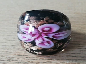 Ring original Murano Glas UNIKAT Handarbeit Florales Design mit Blattgold - Bild 1 von 11