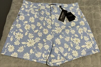 Juicy Couture Blue Chill Sketched Pearl Embellished Denim Shorts Size 27 Waist - Image 1 of 3