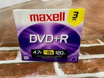 Maxell  DVD+R 3 pack 4.7GB up to max 8X 120 min-New - Image 1 of 4