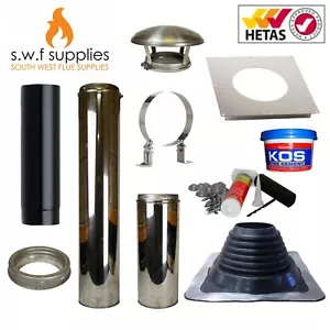 Caravan Twin Wall Flue Kit For Multifuel Stove Wood Burner Chimney Stoves 5" 6" - Picture 1 of 1