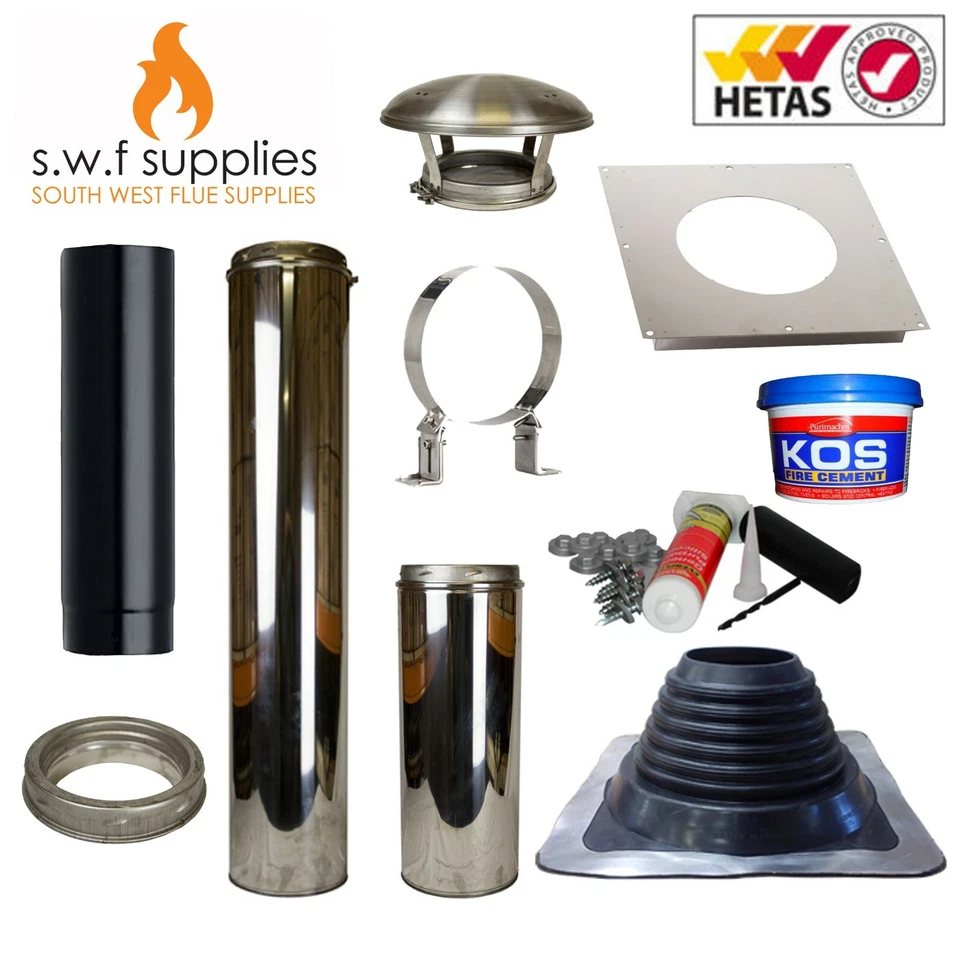 Caravan Woodburner Flue Kit Twin Wall For Multifuel Stove Chimney Stoves 5" 6" - Image 1 of 1