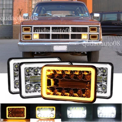 4PCS 4x6'' LED Headlight Hi/Lo DRL Fit GMC C1500 Sierra Classic G2500 G3500 Van  - Image 1 of 4