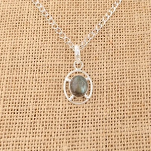 Labradorite Gemstone Handmade925 Sterling Silver Jewelry Pendant Gift For Her - Picture 1 of 3