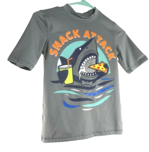 Cat & Jack Snack Attack Shark Rash Guard Mock Neck Boys Size medium Gray - Picture 1 of 2