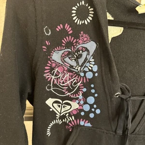 Roxy Hoodie schwarz halbarm Damen große Kängurutasche Vintage - Bild 1 von 16