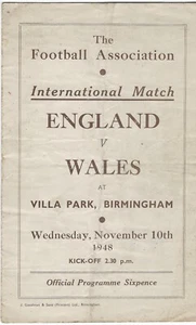 INGLATERRA V GALES EN ASTON VILLA ~ 10 DE NOVIEMBRE DE 1948 ~ PROGRAMA DE FÚTBOL - Imagen 1 de 3