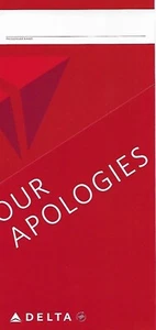 Boarding Card Holder - Delta - Our Apologies - c2009 - Ticket Jacket (J2001) - Picture 1 of 1