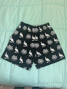 Wild Turkey Collectible Shorts Cotton Logo Black White Made inUSA Vintage Size M - Picture 1 of 11