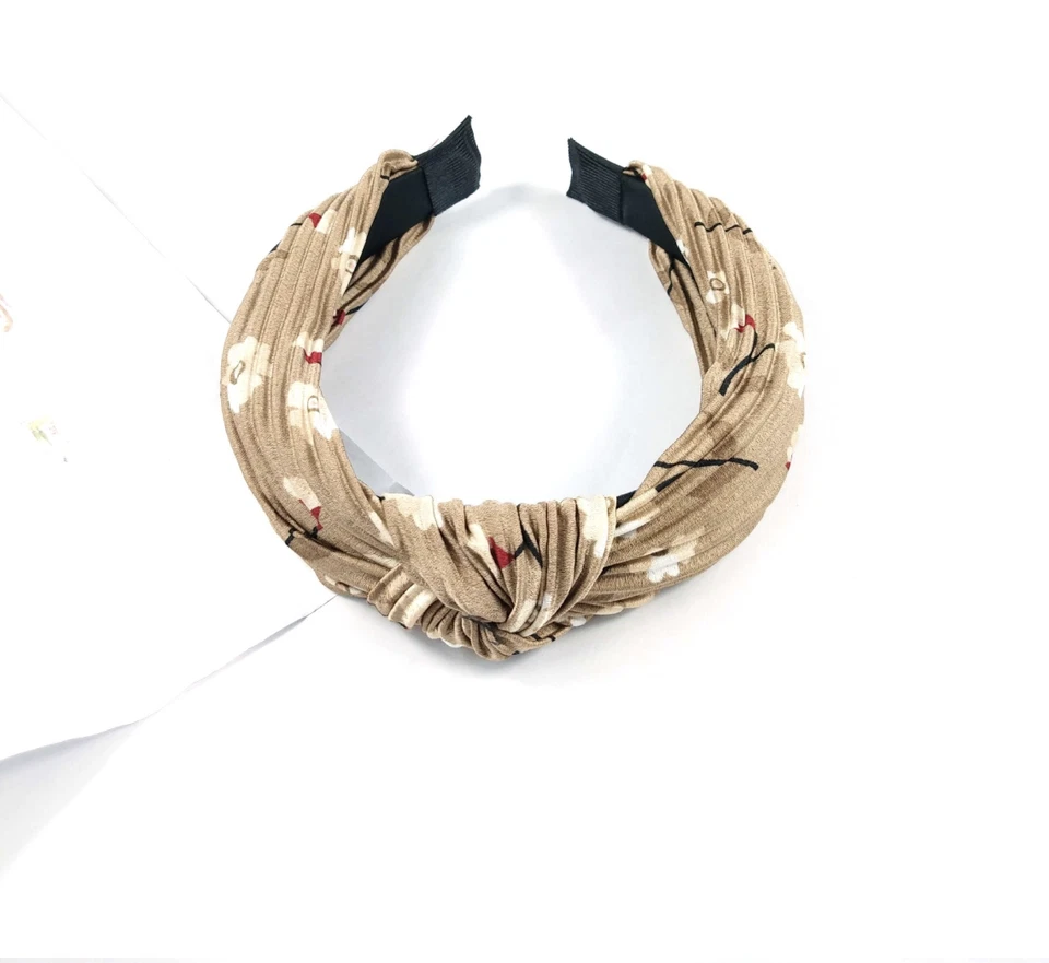 Beige Hairband/ Headband Fabric, Floral Knot Headband - Image 1 of 1