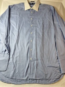 BURBERRY London Dress Shirt Mens Sz 17.5 (35) Blue White Collar Button-Up L/S - Picture 1 of 8