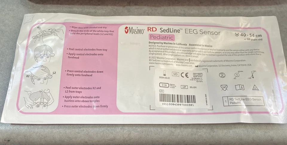 Masimo REF 5109 RD SedLine EEG Sensor Pediatric EXP 3-1-2024 NEW OB 1 LOT OF 20 - Image 1 of 1