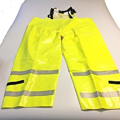 BULWARK FR Bulwark Mens Hi Visibility Flame Resistant FR Yellow Rain Bib Overall 3XL FLAWS