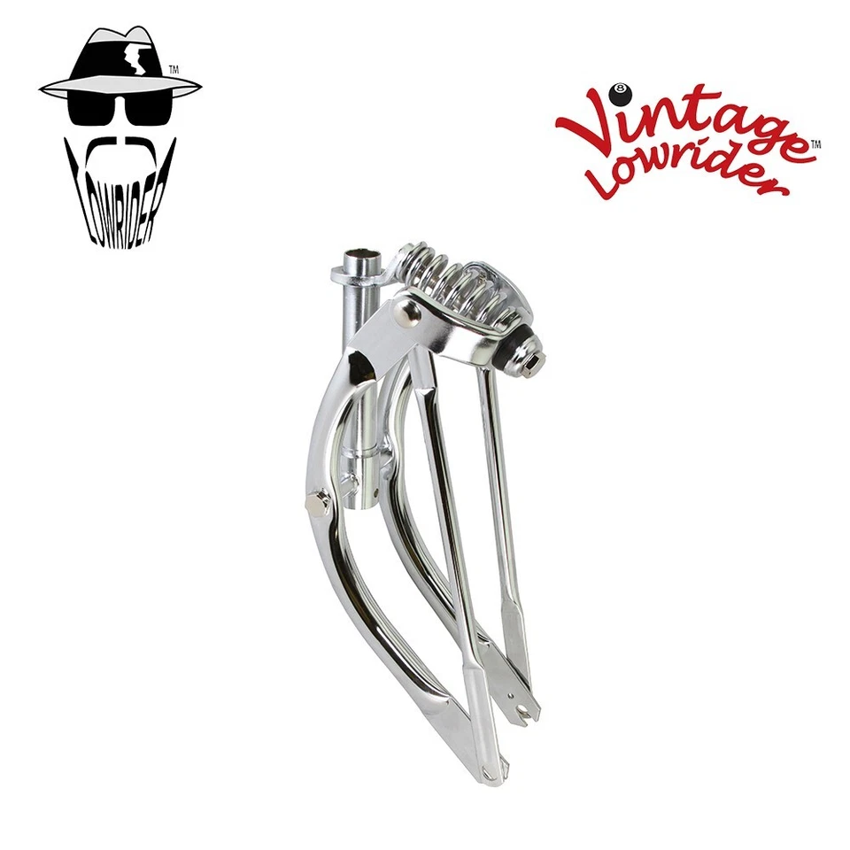 F&R ORIGINAL LOWRIDER 12" Bicycle BENT Steel Flat Twisted Spring Fork Chrome - Image 1 of 1